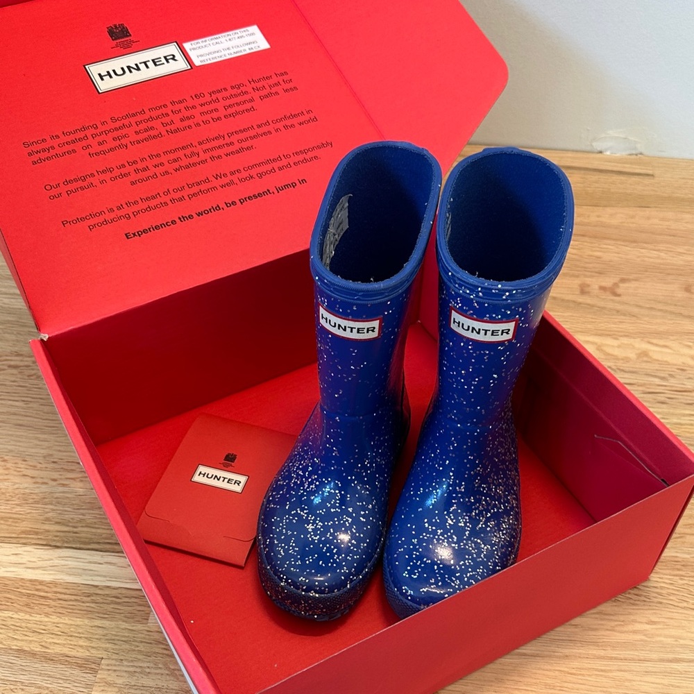 Toddler Hunter Blue Glitter Boots